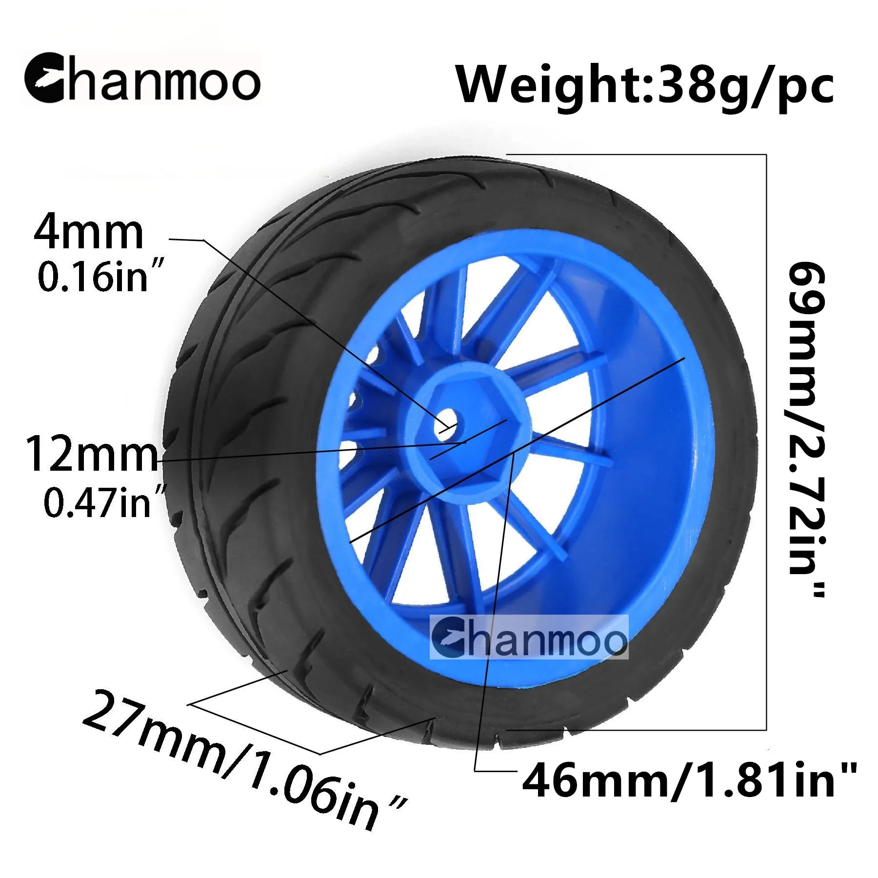 Neumáticos de coche de carreras de control remoto 1:10, neumático de 68mm hexagonal de 12mm para coche de carretera 1/10 RC Tamiya TT01 TT02 XV01 XV02 PTG-2 HSP HPI Kyosho, pieza de mejora