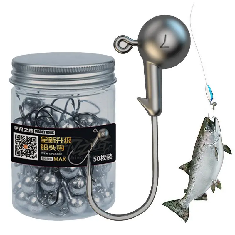 

Round Jig Heads Round Ball Lead Jig Head With Barb Fishing Tackle Jig Heads 50 Pieces For Fishing Enthusiasts & Anglers