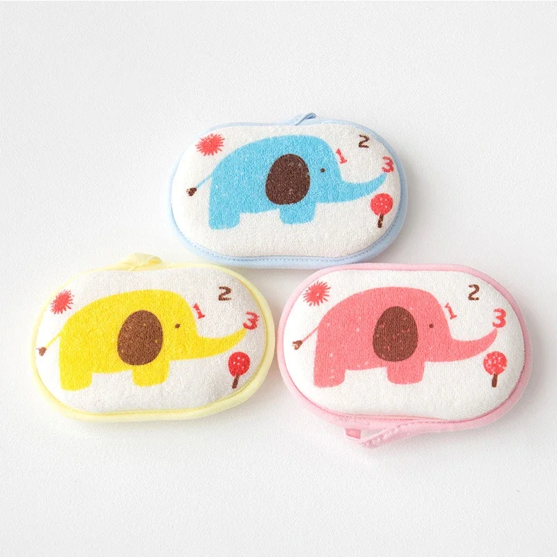 1PC Baby Bath Brushes Cotton Shower Bath Soft Sponge Rub Cartoon Elephant Body Wash Towel Infant Toddle Newborn Towel Accessory