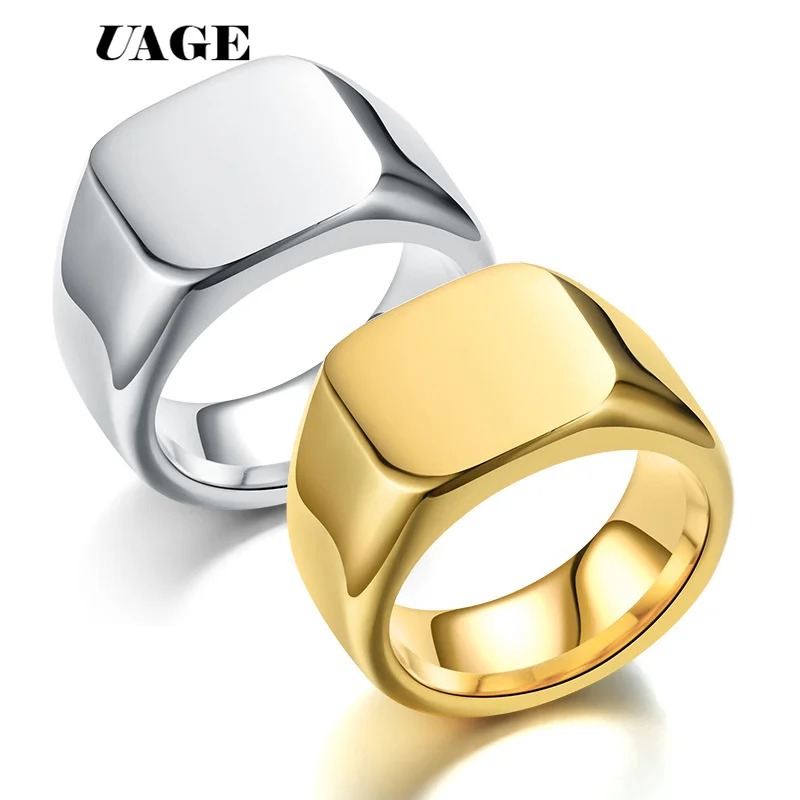 UAGE Fashion 14mm Glossy bright wedding ring for men male naver fade stainless steel engagement Rings Jewelry Wholesale