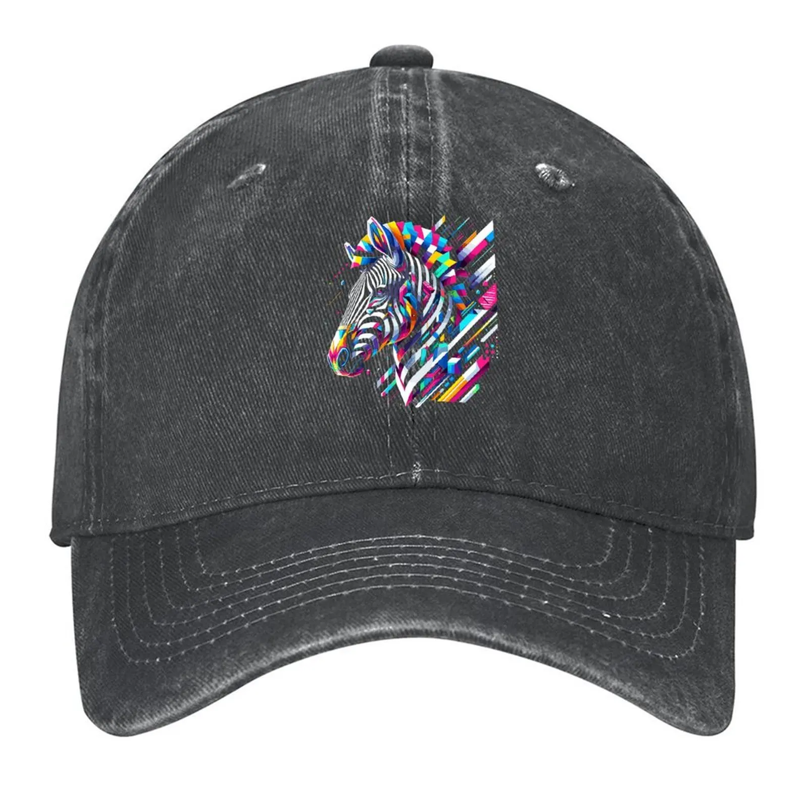 

Geometric Zebra Design: Neon Elegance Meets Retro Vibe Baseball Cap tactical cap Kids Hat Anime Hat Men Hats Women's