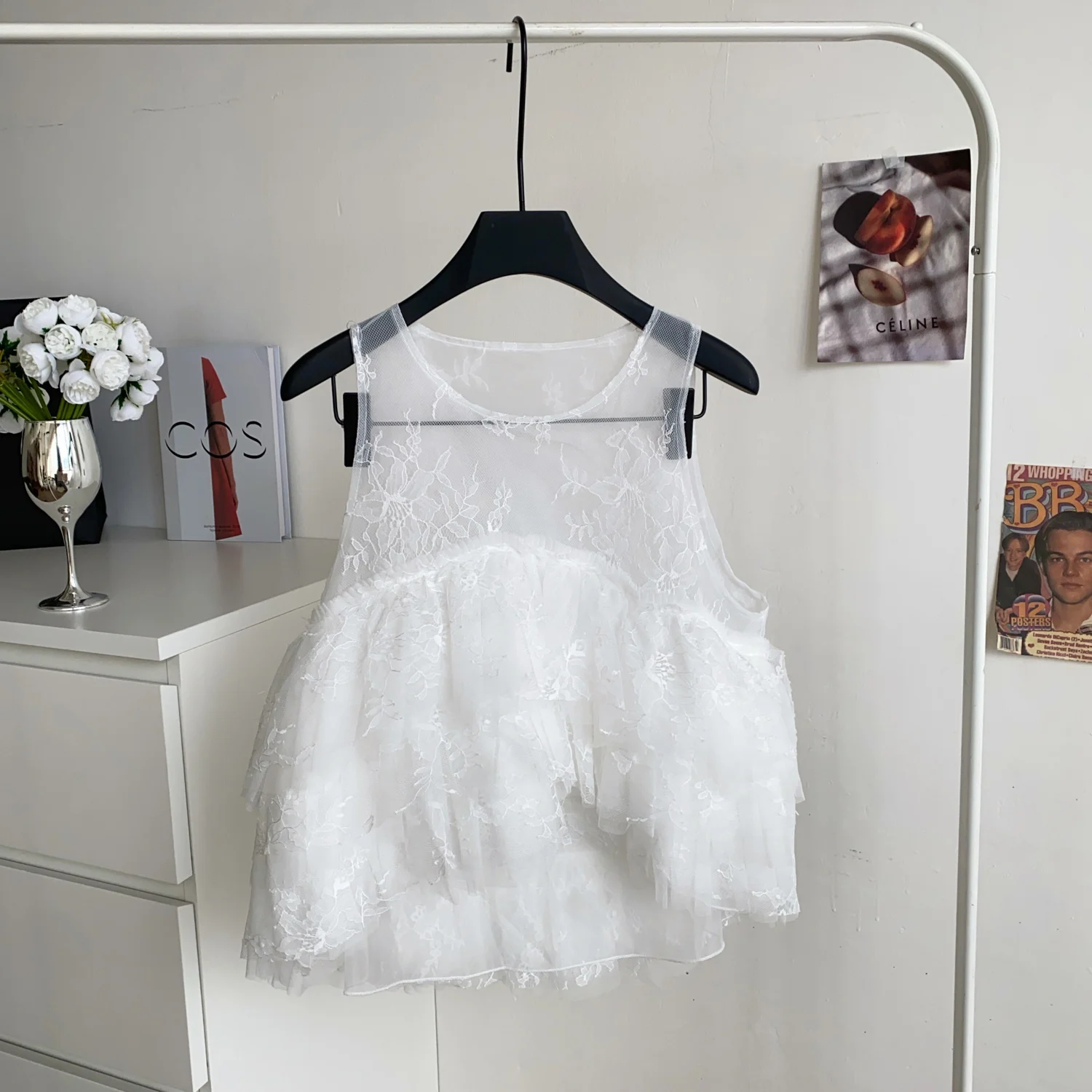 

Vintage Elegant sleeveless mesh slim Blouse Fashion Shirt Casual Chic Top Fairy Summer Women Shirt women clothing