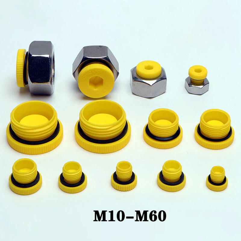 1-20Pcs M10-M60 Yellow Hexagonal Plastic Threaded Cover Hydraulic Pump Cylinder Leak Proof And Leak Proof Sealing Plug