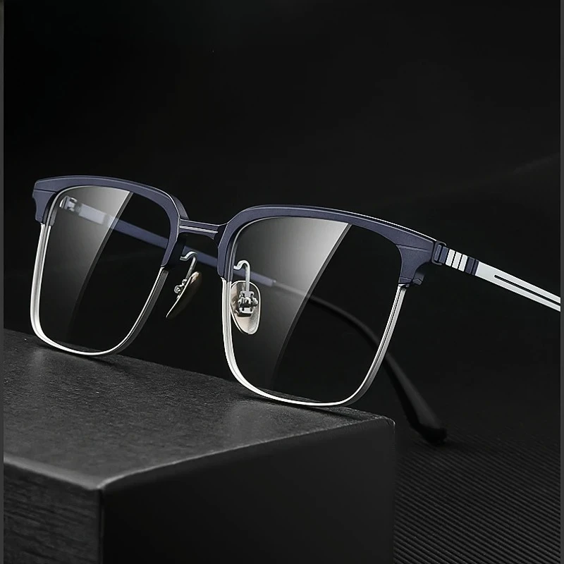 OLLYMURS Square Ultra-light คุณภาพสูงขนาดเล็กที่กําหนดเองแว่นตา Retro Pure Titanium ธุรกิจกรอบแว่นตาผู้ชายแว่นตา