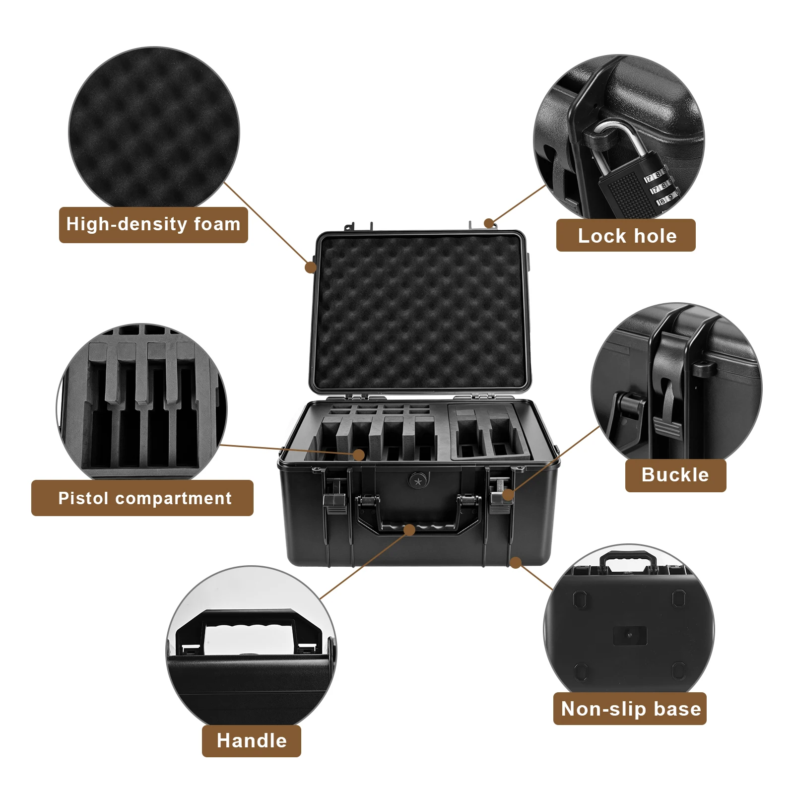 6 Pistol Case Hard Gun Case for Magazine/Pistol Suitcase Hunting Universal Handgun Transport Case for Shooting Range Carry Box view 2