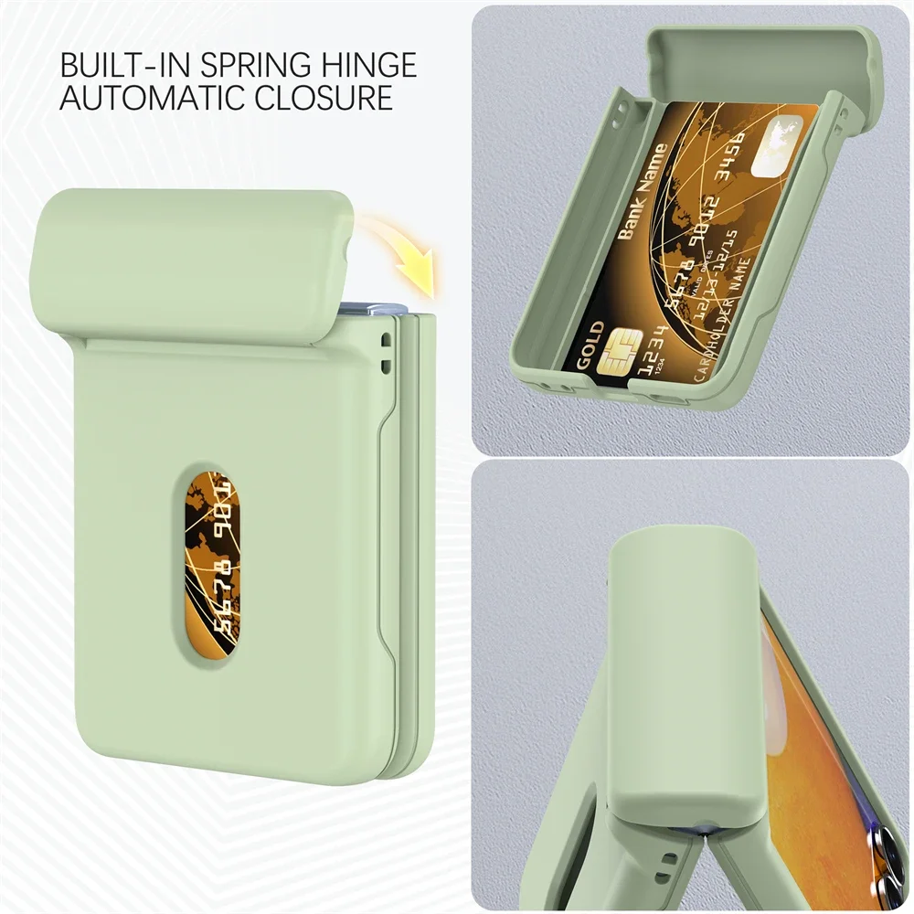 Fashion Candy Einfarbige Handyhülle für Samsung Galaxy Z Flip 7 6 5 4 3 5G Kartensteckplatz Scharnier Komplettpaket Anti-Drop-Schutzhülle – Detail 4