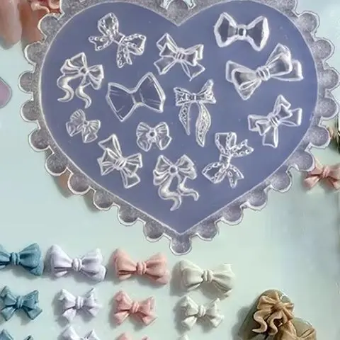 

1pcs Silicone Nail Art Mold Ribbon Bow Gift Shape 3D Stencils Templates DIY Jewelry Kawaii Accessories Manicure Decor Supplies