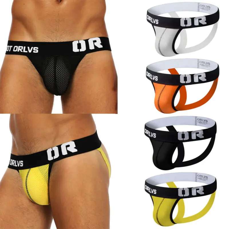 Men\'s Underwears Sexy Mesh Briefs Backless Jockstrap Underpants Breathable Thongs Lingerie Sportwear