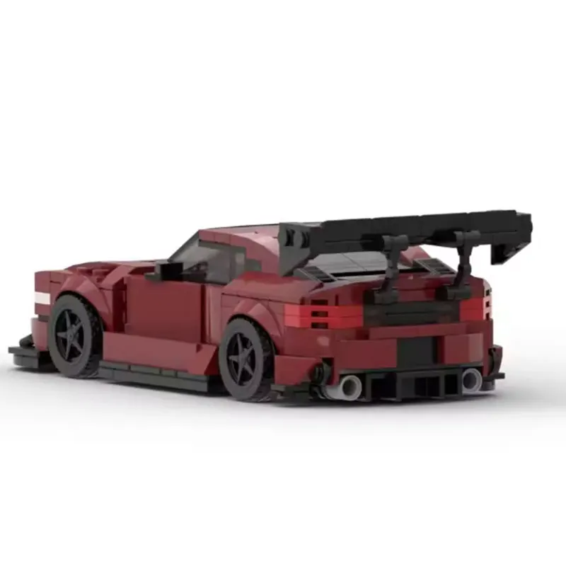 380-elementowy zestaw klocków, model fajnego wyścigówki, czerwona ozdoba samochodowa, prezent urodzinowy o tematyce samochodowej.