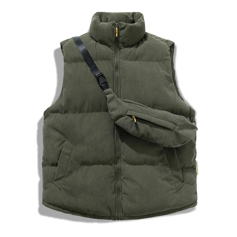 Solid Color Jacket Winter Warm Waistcoat Outwear Windbreaker Clothing Cotton Vest Jacket Men New Puffer Sleeveless Coats Mens