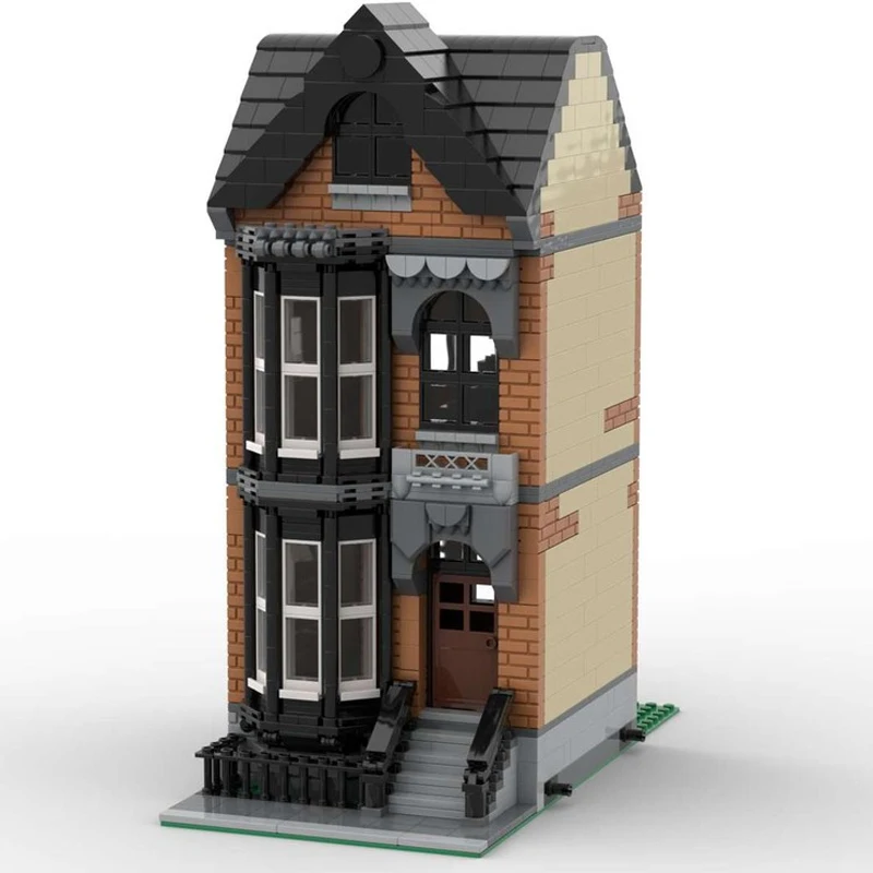 1047 Uds. Casa Modular de piedra marrón Popular nuevos bloques de construcción DIY calles urbanas Villas de piedra marrón regalos de vacaciones para niños MOC- 162599
