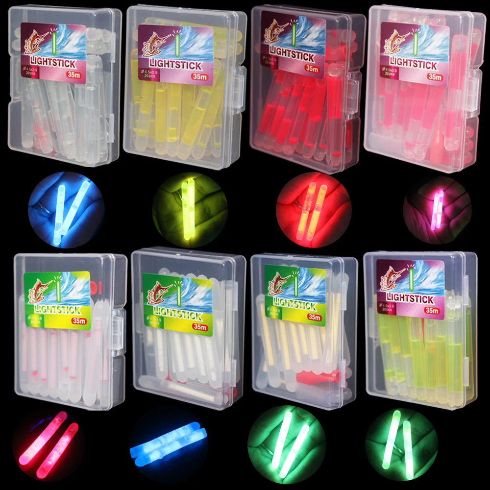 20pcs/Box 4.5*40mm Float Night Fishing Float For Carp Fishing Light Visibility Glowing Fluorescent  Luminous Lightstick