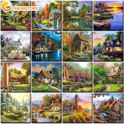 Town Diy Oil Painting By Numbers Landscape By Numbers Acrylic Paint Modern Wall Art Pictures Hand Painted Canvas For Home Decor