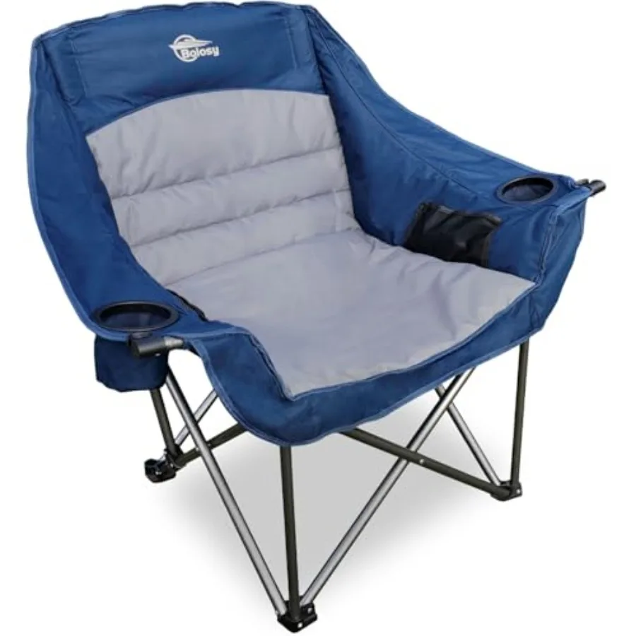 

Складное портативное кресло для кемпинга увеличенного размера с боковым карманом, держателем для стакана и сумкой для переноски, прочное уличное кресло для взрослых, для рыбалки