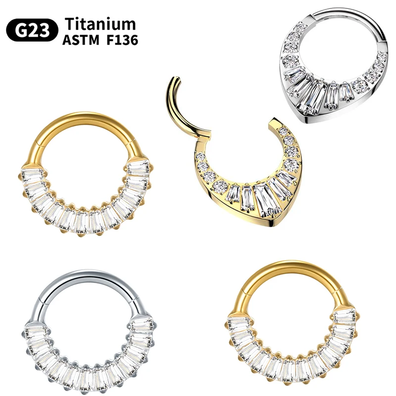 1PC Titanium Septum Hinged Segment Clicker Nose Rings Conch Cartilage Hoop Daith Tragus Helix Lobe Earring Piercings Jewelry