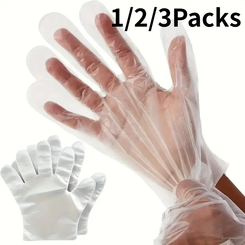 1/2/3Packs Disposable Plastic Gloves Individually Packaged PE Gloves Portable Travel Home Kitchen Dyeing Hair Cleaning Tools