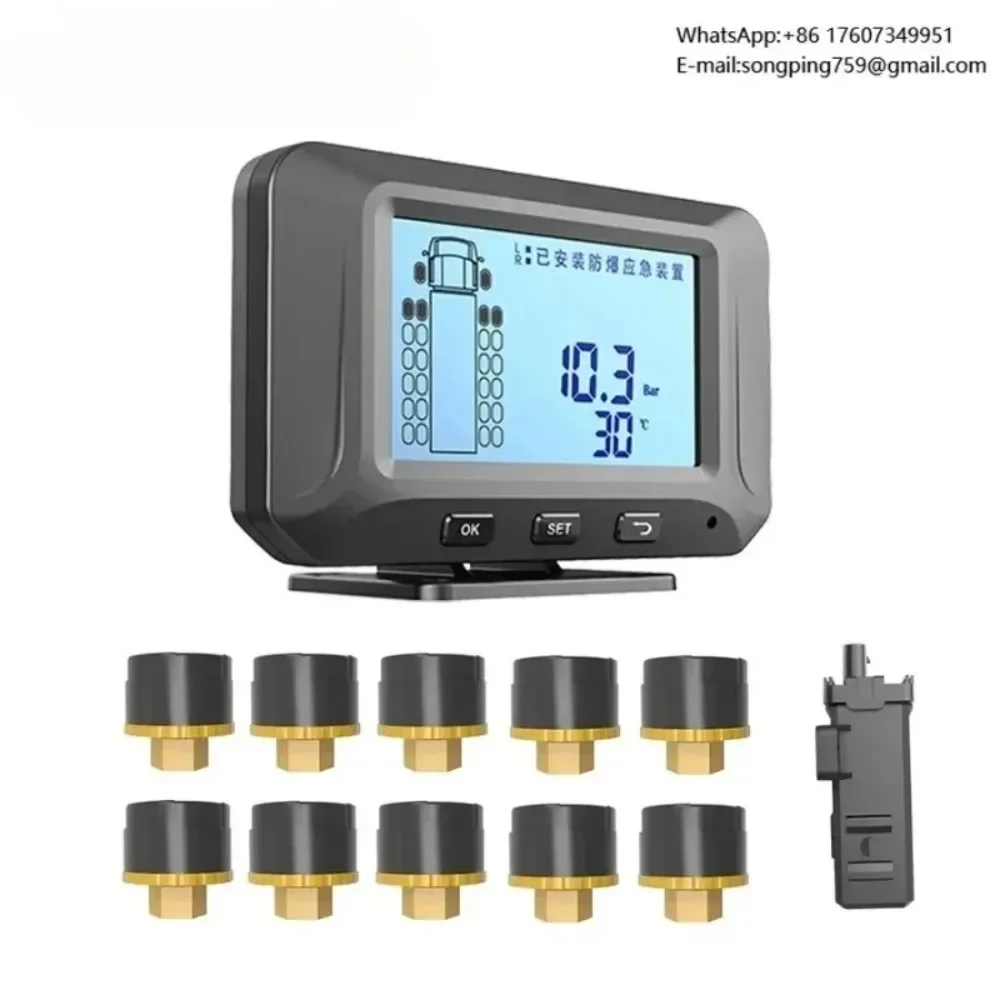 10 Wheel Rs232 Truck Tpms Factory Wireless Tire Pressure Monitoring System for 10 Tires