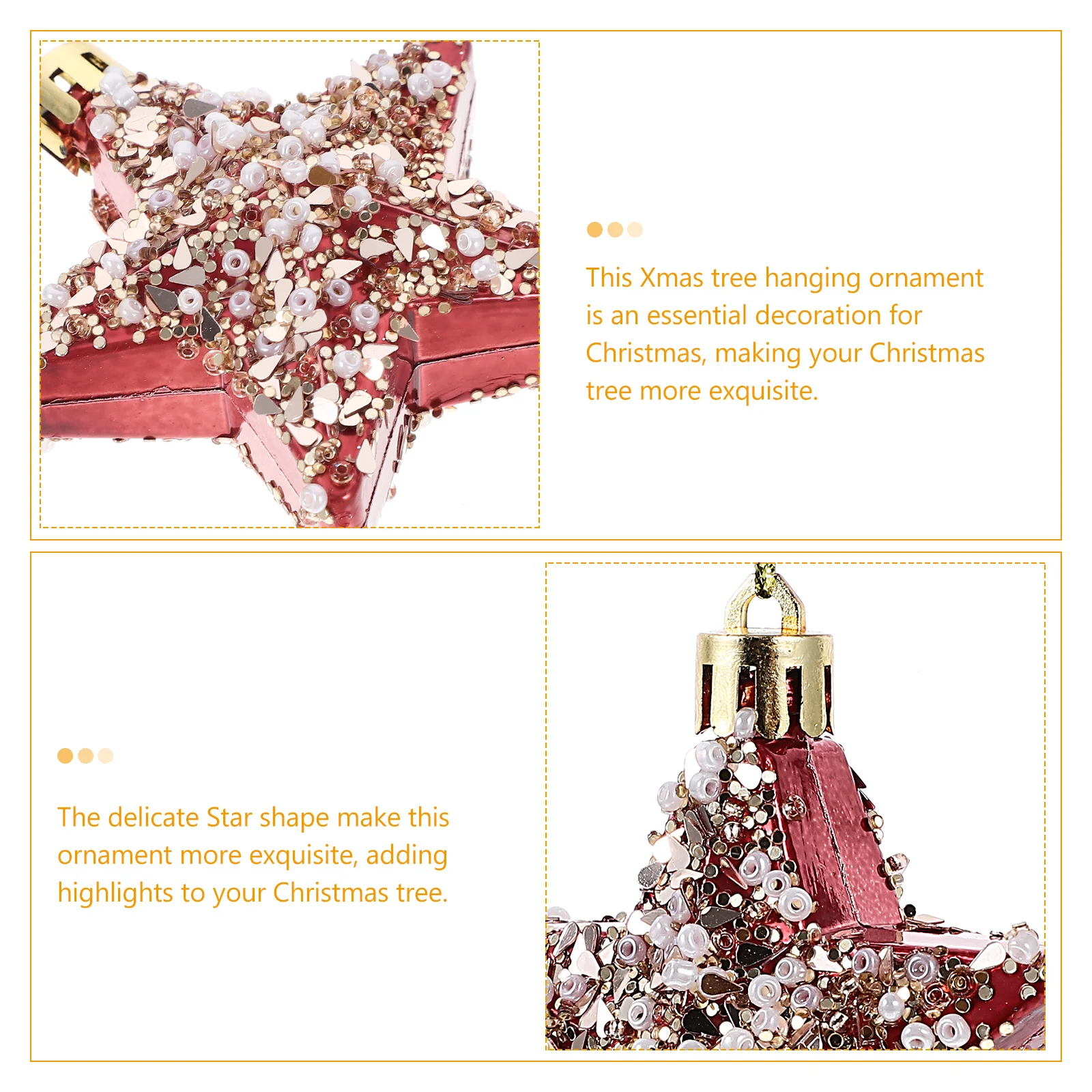 

4pcs Christmas Tree Decorations Star Hanging Ornaments Xmas Party Decor For Home Commercial Use Xmas Tree Pendant