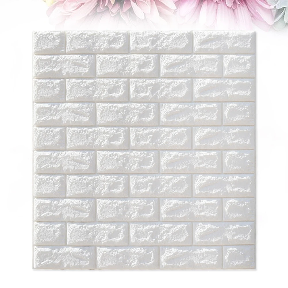 

3D Brick Stickers 70X77Cm Self Adhesive Waterproof Wall Panels For Home Decor Living Room Sofa Background White Xpe Foam Brick