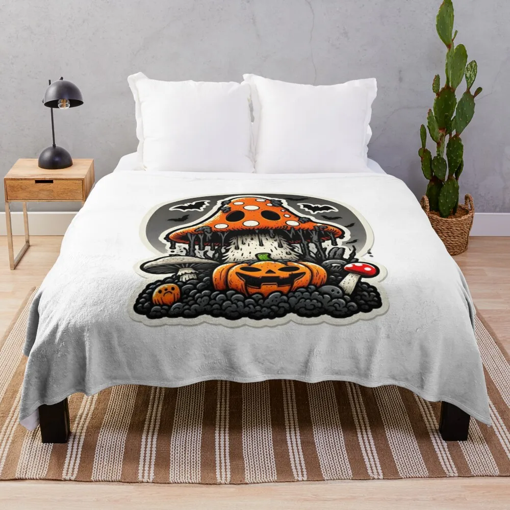 Haunted Forest Adventure: discovering magical mushrooms this halloween Throw Blanket funny gift Designers Quilt Tourist Blankets