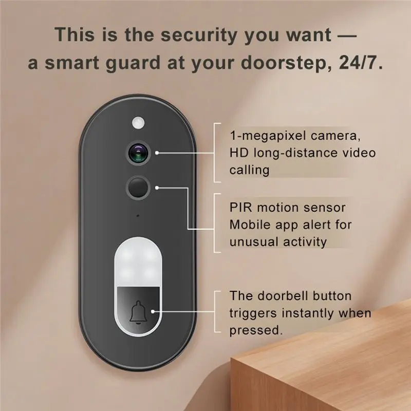 A02F-Tuya 1080P HD Wireless Wifi Video Doorbell Smart Home Security Camera Motion Detection Two Way Audio Night Vision