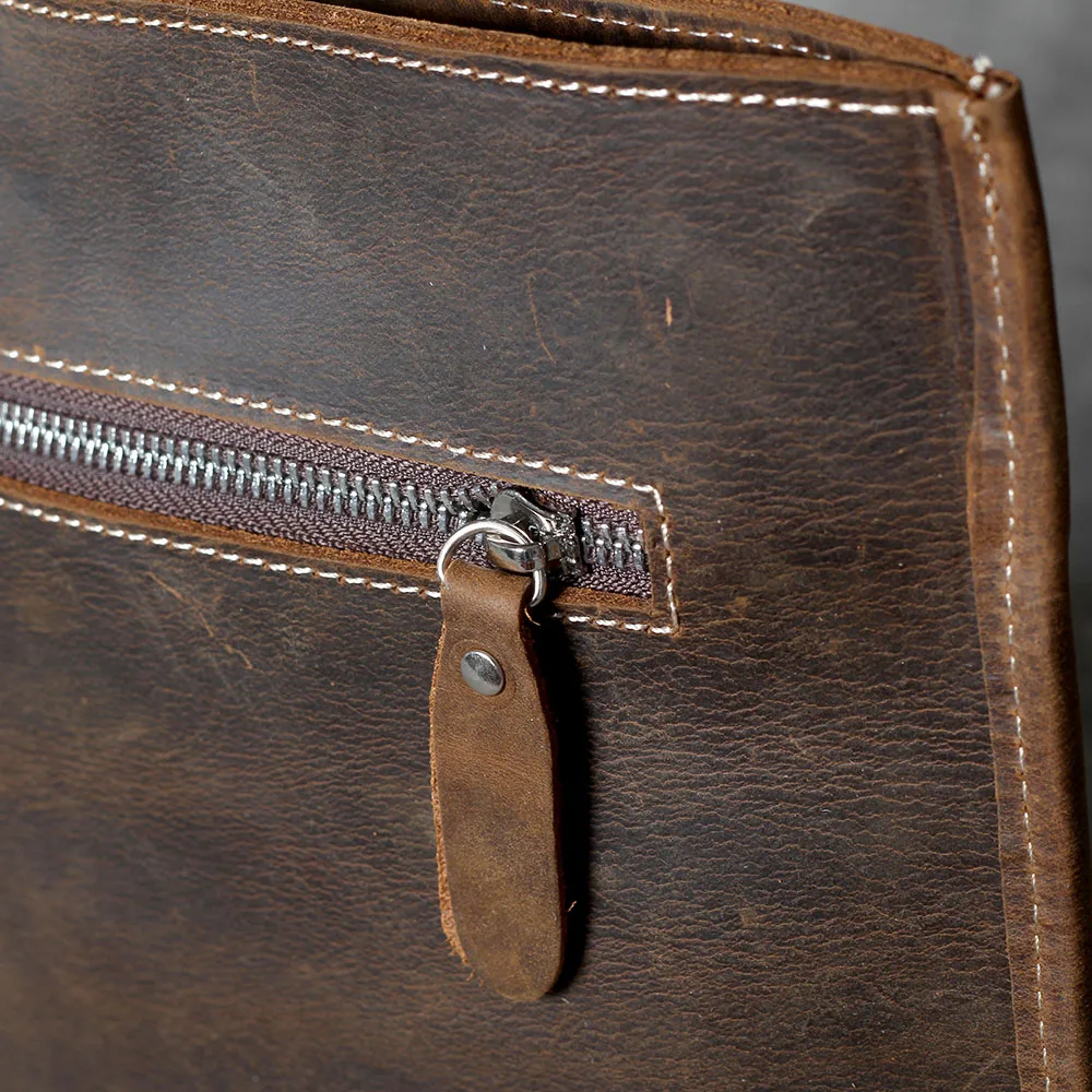 S.WORKER Schlichte Herrenhandtasche aus Vollnarbenleder | Klassische Herren-Aktentasche – Detail 10