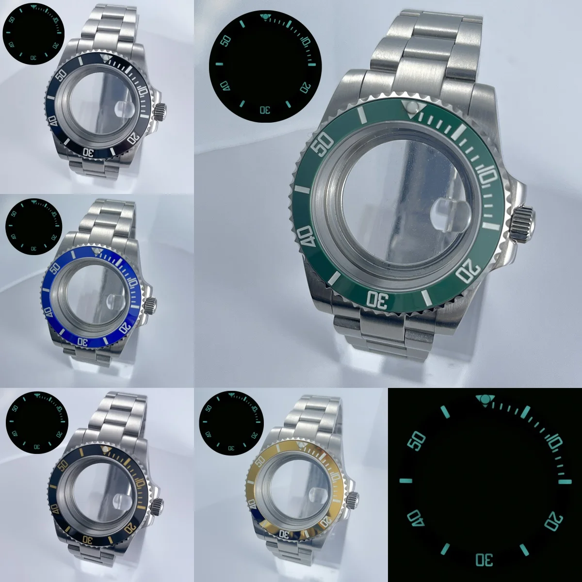 40mm NH35 Watch Case with 904L Oyster Bracelet Ceramic Bezel Sapphire Glass Waterproof for GMT SUB Yacht NH35 NH36 Movem