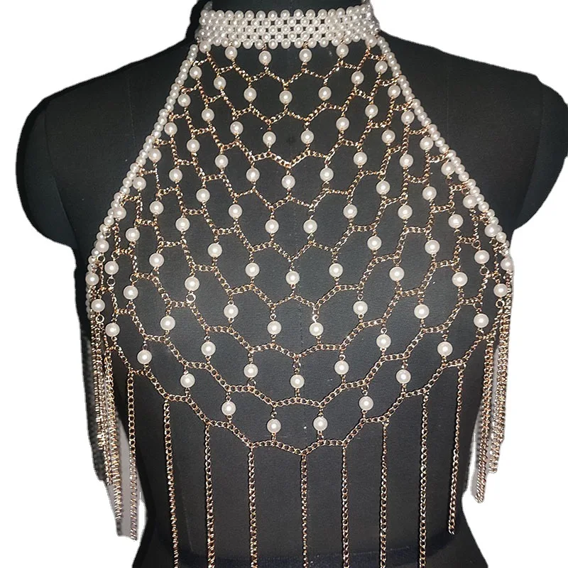 Handmade Bead Necklace, Slim Fit Strapless Women'S Clothing Accessories, Body Chain, Hawaiian Vacation Bikini Bead Top