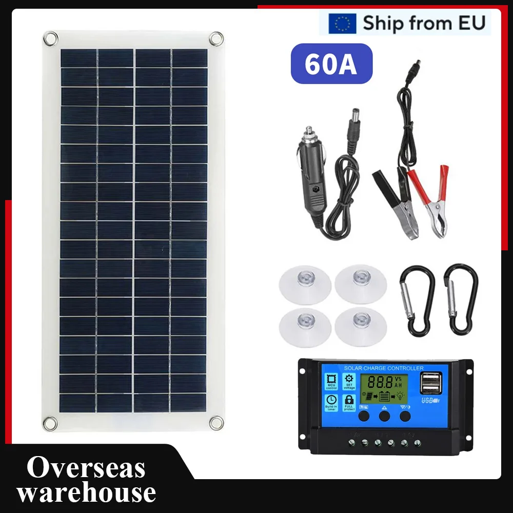 Portable 20W Solar Flexible Panel Kit 12V Switch USB Charging Interface Solar Board With 300W Controller Waterproof Solar Cells