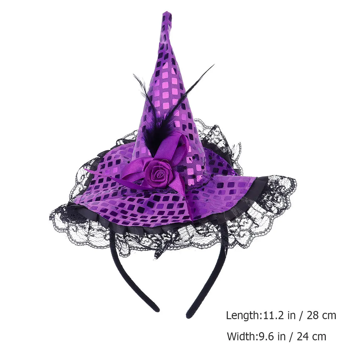 Witch Hat Headwear Shiny Sequin Halloween Costume Accessory For Adults Masquerade Party Cosplay Decor