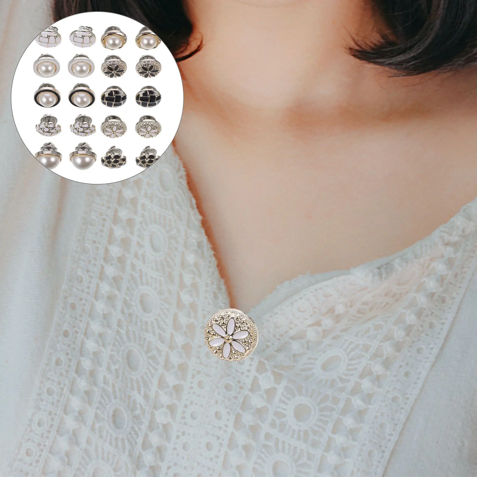 

20pcs Detachable Snap For Clothes Decorative Clothing Accessories Diy Crafts Collar Safety Buckles Stylish Coat Button Creative