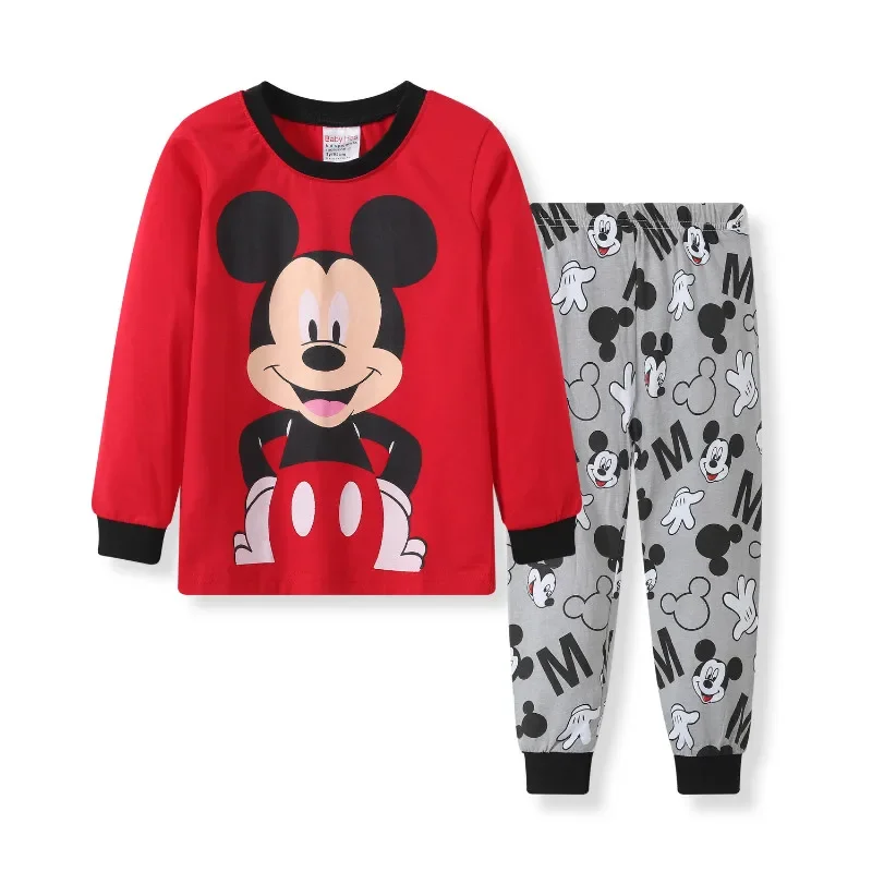 Disney Spring Autumn Children\'s Clothing Sets Minnie Girl Boy Sleepwear Kid Pajamas Set Baby Girls Cotton Mickey Cartoon Pyjamas