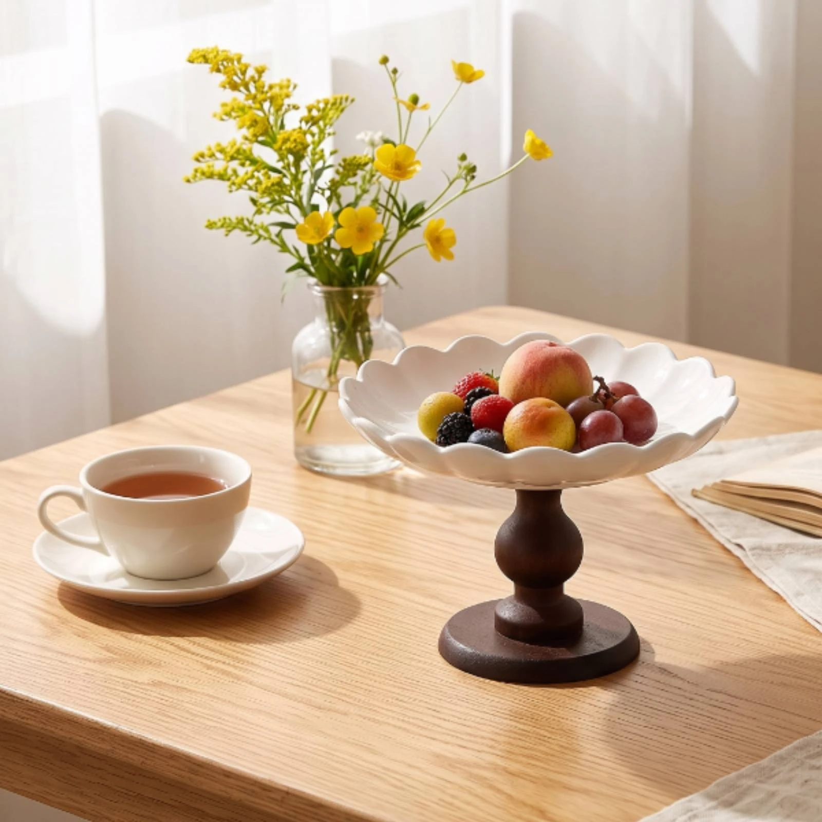 Pedestal Plate Decorative Fruit Bowl with Pedestal Fruit Bowl with Stand Elevated Dessert Plate Vintage for Dining Table