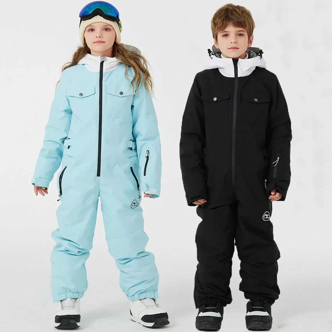 

One-piece Ski Suit For Children Winter Windproof Waterproof Warm Boys Girls Snowboarding Suit Ski Jacket Pants Kids Ski Jumpsuit