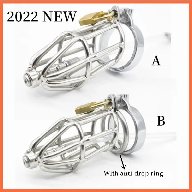 Male Stainless Steel Chastity Device Urethral Catheter Penis Ring Sleeve Penile Bondage Cock Cage Fetish BDSM Sissy Gay SexToys