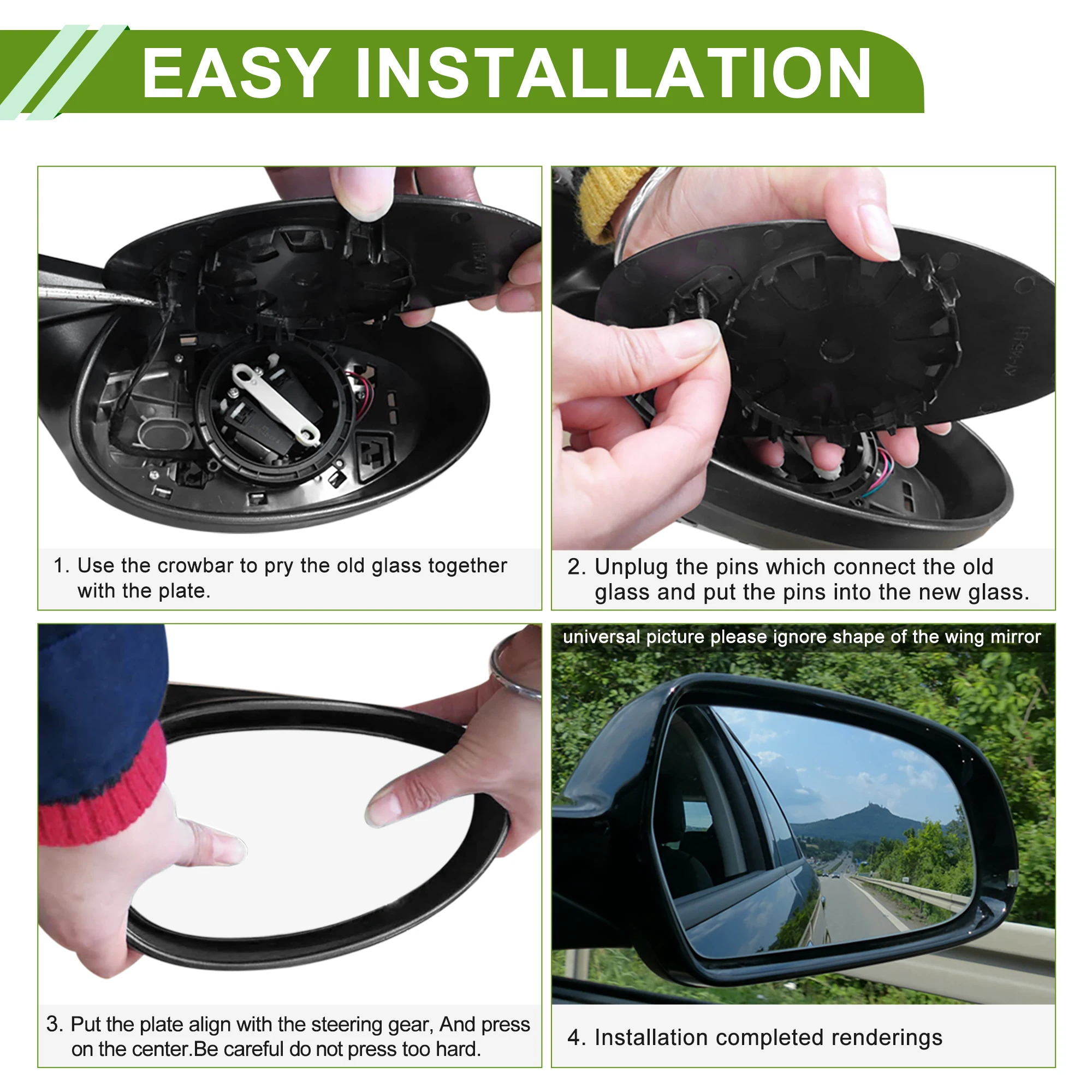 UXCELL يمين مع استبدال زجاج مرآة التسخين لشركة Hyundai Azera No.876213L900