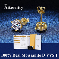Promotion 100% Real GRA Moissanite Earrings Stud With 2 Certificates VVS1 Sterling Silver For Women 18K Plating Jewelry