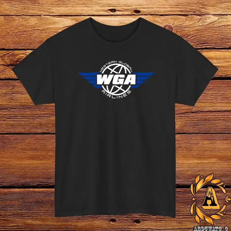 Western Global Airlines Logo T Shirt Black Grey White Navy Red Light Blue S 5XL