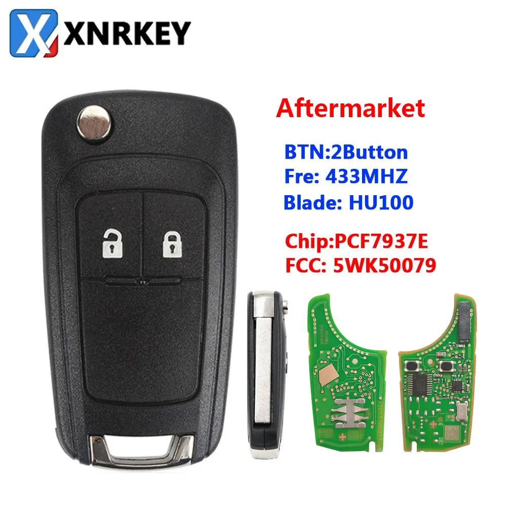 XNRKEY 2 pulsanti Flip Remote Car Key PCF7937E Chip 433Mhz per Opel/Vauxhall Astra J Corsa E Insignia Zafira C 2009-2016 5WK50079
