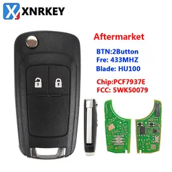 XNRKEY 2 pulsanti Flip Remote Car Key PCF7937E Chip 433Mhz per Opel/Vauxhall Astra J Corsa E Insignia Zafira C 2009-2016 5WK50079
