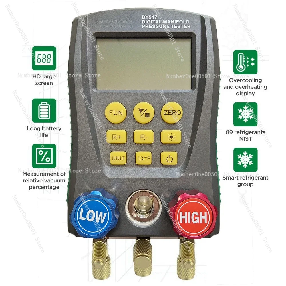 DY517 Automotive AC Manifold Gauge Set Digital Refrigerant Charging Station for Car Home Air Conditioner
