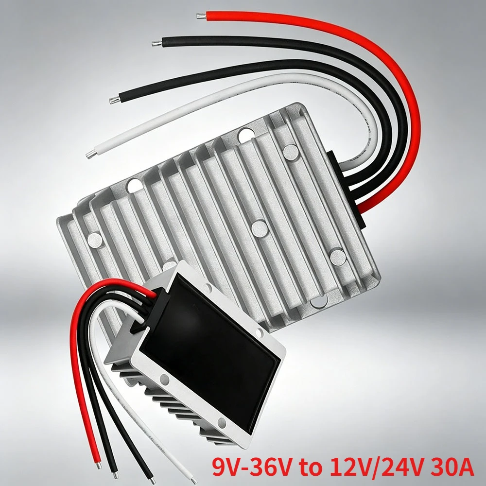 DC DC 9V-36V to 12V/24V Boost Buck Converter 30A Waterproof Automatic Step Up/Down Voltage Regulator Volt Transformer Module