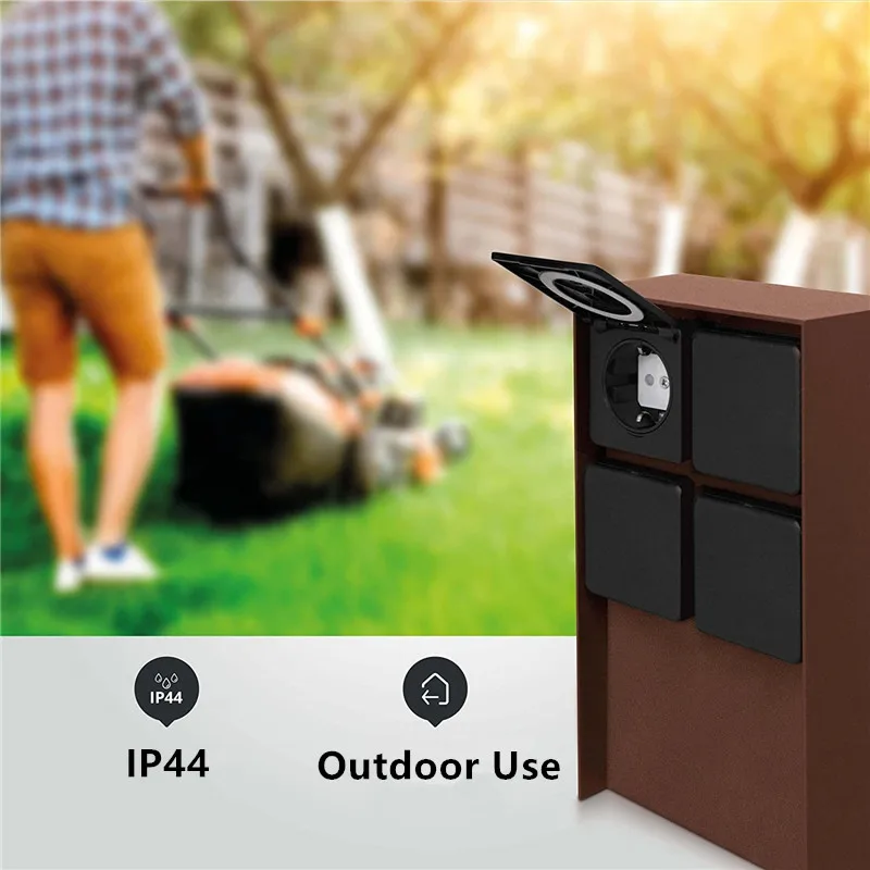 4-Way Outdoor Sockets Waterproof 3680W 16A EU Plug Energy Column Multi-socket Garden Socket For Lawn Mower BBQ Garden lighting