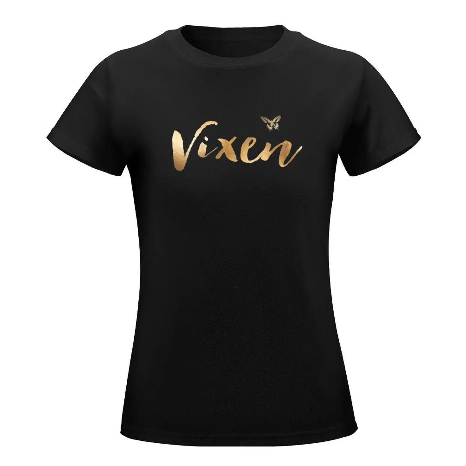 Hotwife Vixen with Butterfly in Gold T-Shirt Female clothing cute tops white t-shirt dress for Women sexy