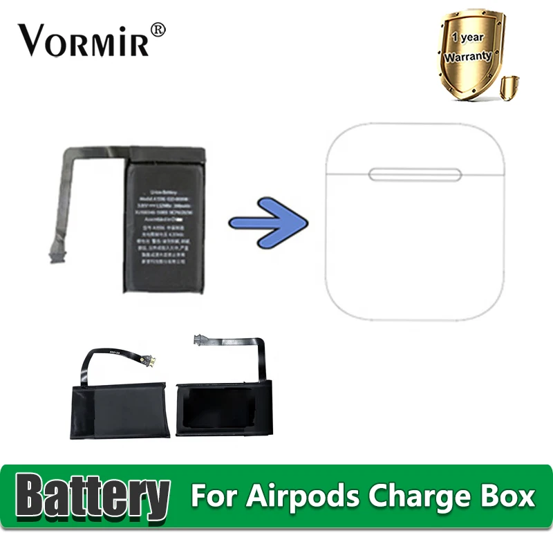 3.8V 400mAh Replacement Battery For Airpods 1st 2rd Wireless Charging box For Apple Air Pod Headset Charging Compartment Battery