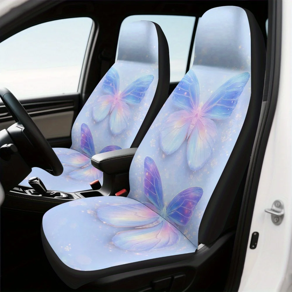 2pcs, Decorative Colorful Butterfly Duo Design Car Seat Covers, Lightweight Washable Fabric, Fit Adds Fashion Accent And Enhanc