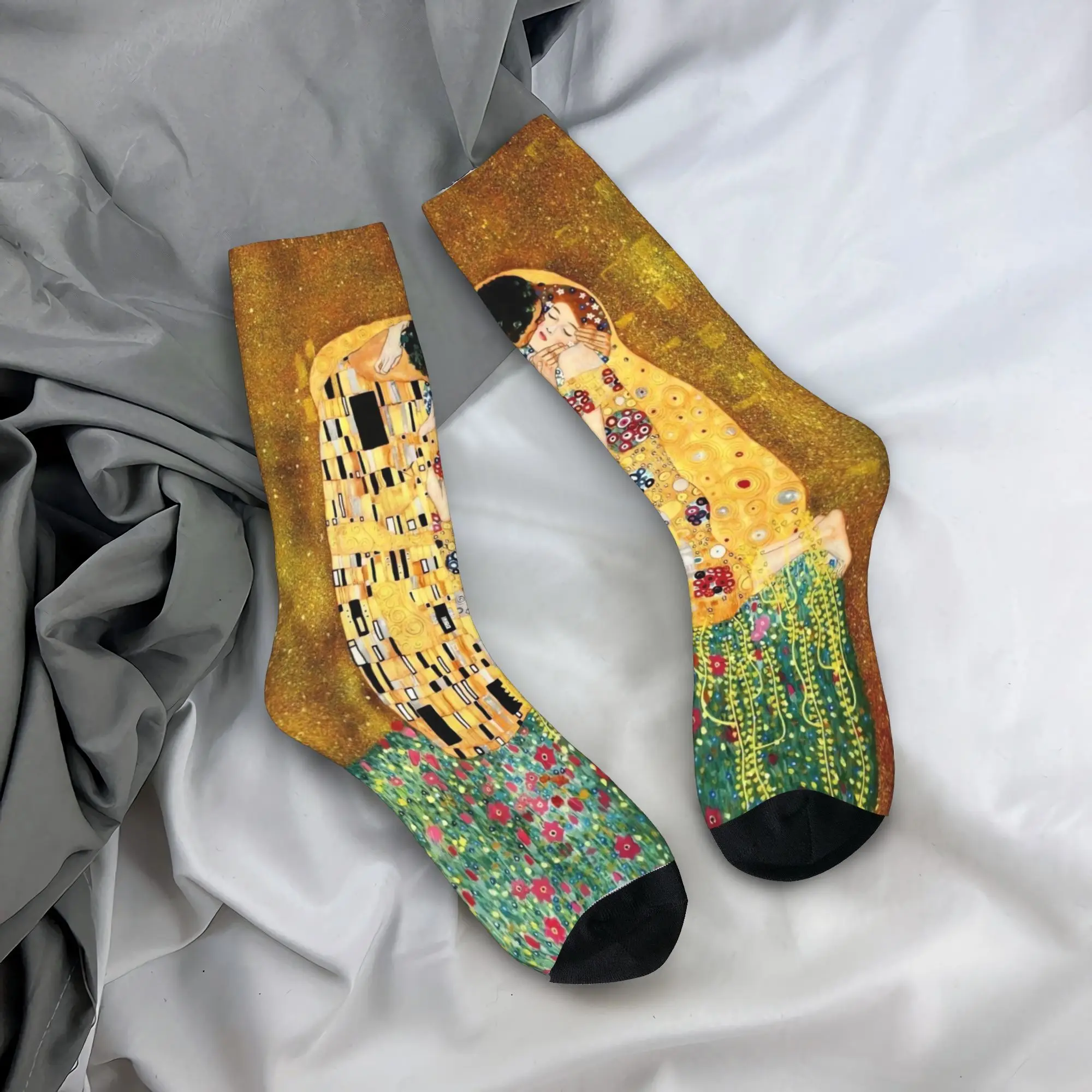 Men Socks Klimt Famous Painting  Stockings Autumn Novelty Comfortable Socks Design Outdoor Sports Non Slip Socks