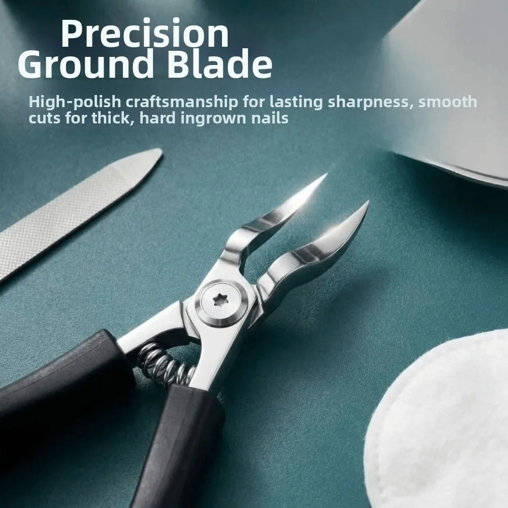 Stainless Steel Toenail Clipper Rust-proof Portable Thick Nail Clipper Non-slip Handle Comfortable Grip Cuticle Scissors
