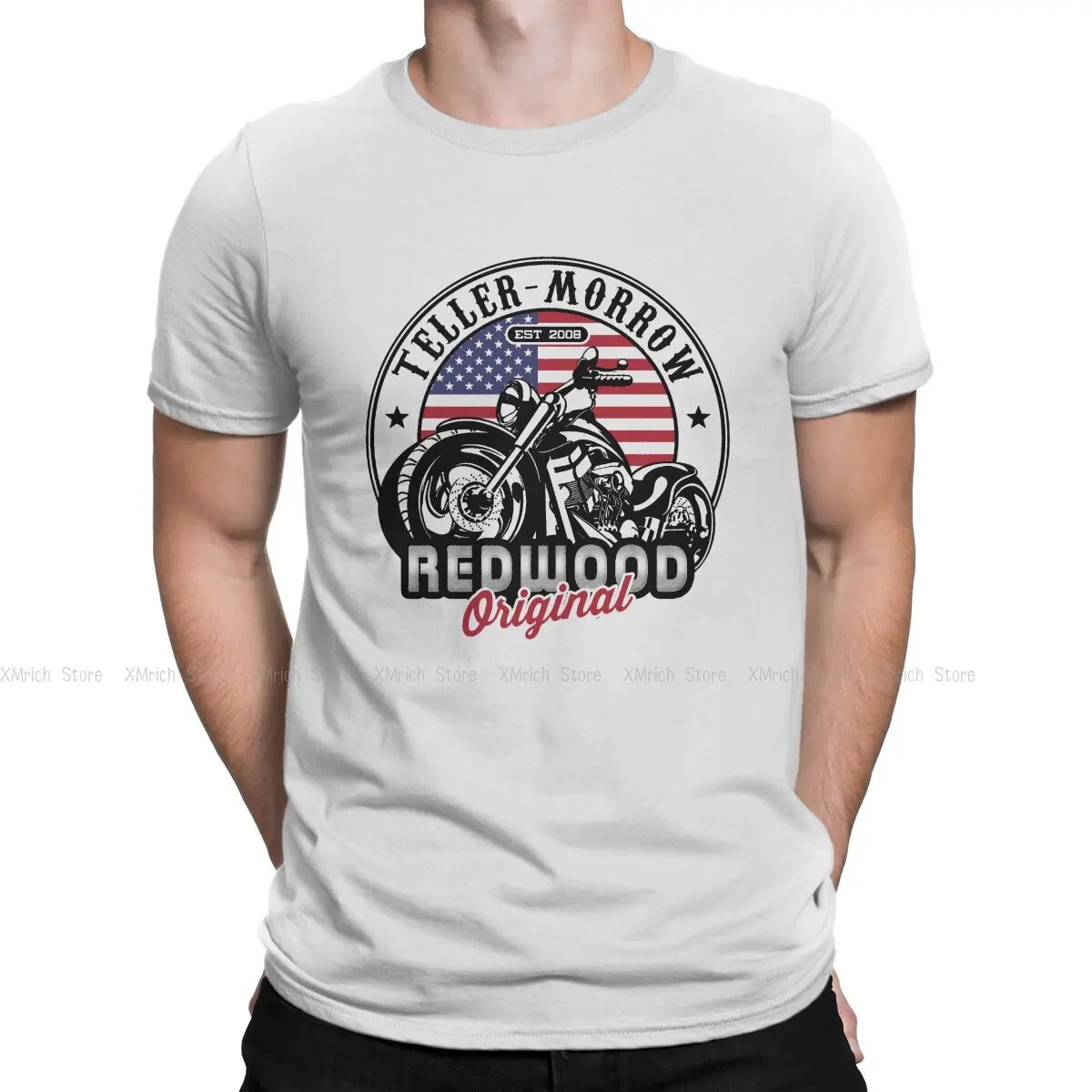 Teller-Morrow California Motorcycles Men's T Shirt Sons Of Anarchy Leisure Tees Short Sleeve Round Collar T-Shirt Pure Cotton