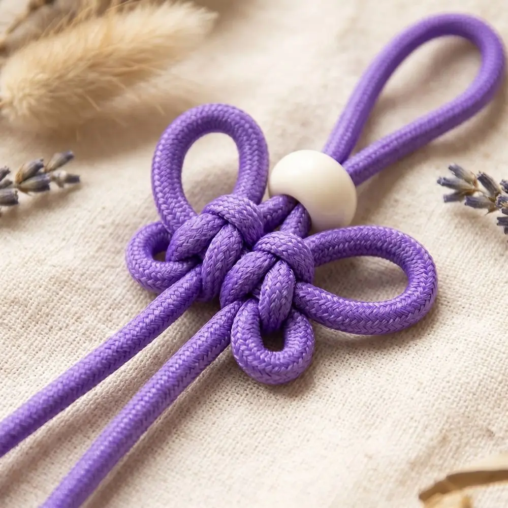 Colorful Chinese Knot Keychain Hand Woven Polyester Braided Rope Keychain Soild Colorful Handmade DIY Bag Charm Friendship Gifts
